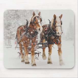 Tapis De Souris Équipe de Belgique de cheval Wintery Christmas Sce