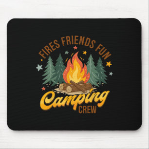 Tapis De Souris Équipe de camping amusante des amis du feu Été cam