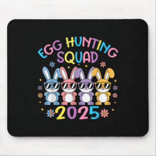 Tapis De Souris Équipe de chasse aux oeufs 2025 Joyeux lapin de Pâ