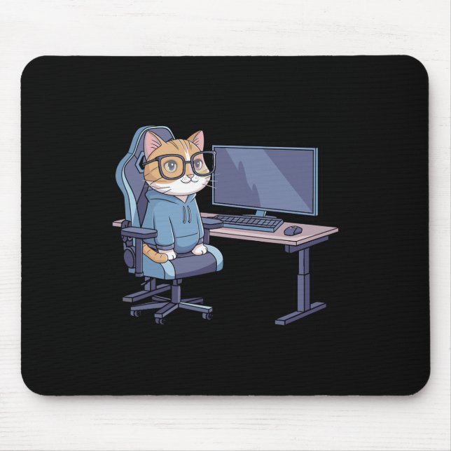 Tapis De Souris Équipe de chat de joueur mème drôle  (Devant)