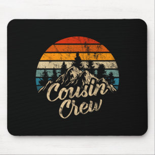 Tapis De Souris Équipe de cousins rétro randonnée montagne camping