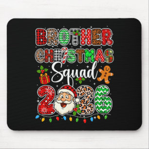 Tapis De Souris Équipe de Noël frère 2026 Léopard Père Noël drôle