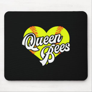 Tapis De Souris Équipe de softball Heart Queen Bees Ligue de T-bal