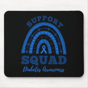 Tapis De Souris Équipe de soutien Ruban bleu T1d Type 1 Diabète Aw
