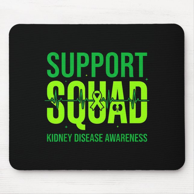 Tapis De Souris Équipe de soutien Ruban vert Maladie rénale (Devant)