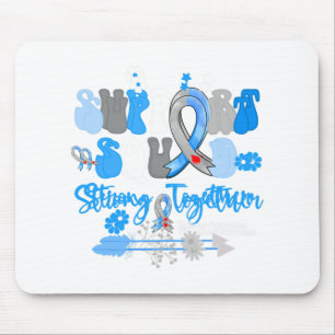 Tapis De Souris Équipe de soutien super Ruban T1D Sensibilisation