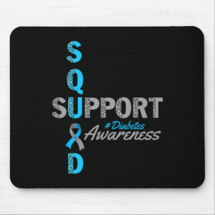 Tapis De Souris Équipe de soutien T1d T2d Diabetes gris bleu ruban
