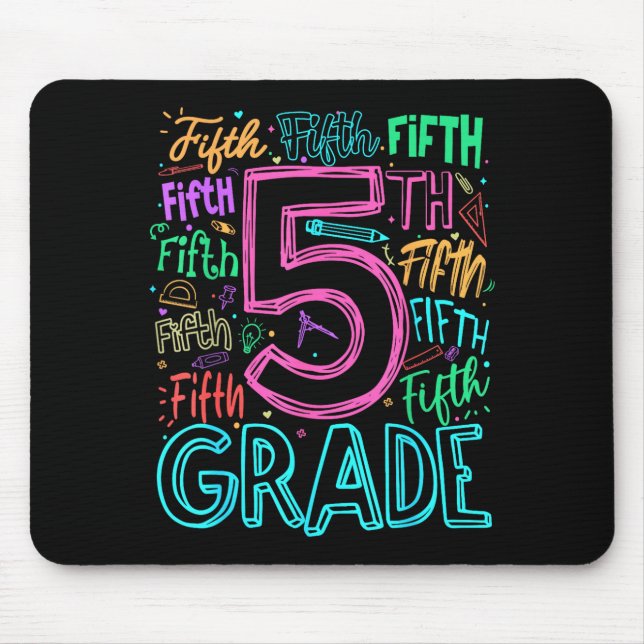 Tapis De Souris Équipe de typographie de 5e année professeur de ci (Devant)