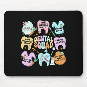 Tapis De Souris Équipe Dentaire Rétro Drôle Lapin Dent Jour De Pâq