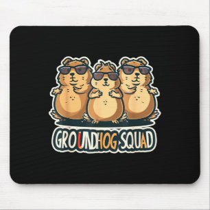 Tapis De Souris Équipe du jour de la marmotte drôle printemps févr
