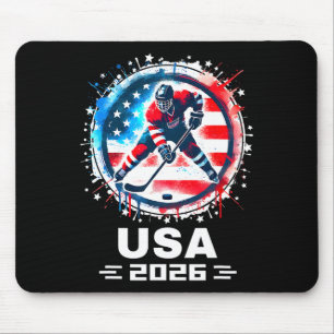 Tapis De Souris Équipe États-Unis 2026 Hockey Drapeau Américain Fe
