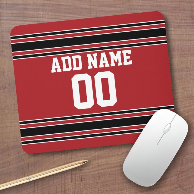 Tapis De Souris Équipe Jersey avec nom et numéro personnalisés (Personalized Mousepad - Sports Jersey Theme with custom name)
