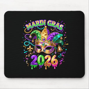 Tapis De Souris Équipe Mardi Gras 2026 Carnaval Masque Perles Desi