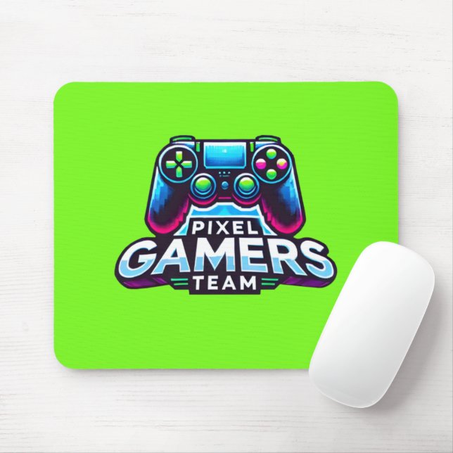 Tapis De Souris Équipe Pixel Gamers - Neon Green Glitch (Avec souris)
