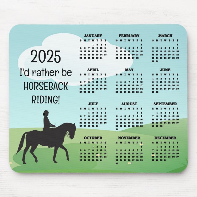 Tapis De Souris Équitation 2025 Calendrier (Devant)