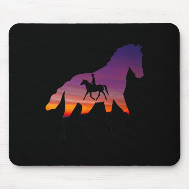 Tapis De Souris Équitation Coucher du soleil équitation (Devant)