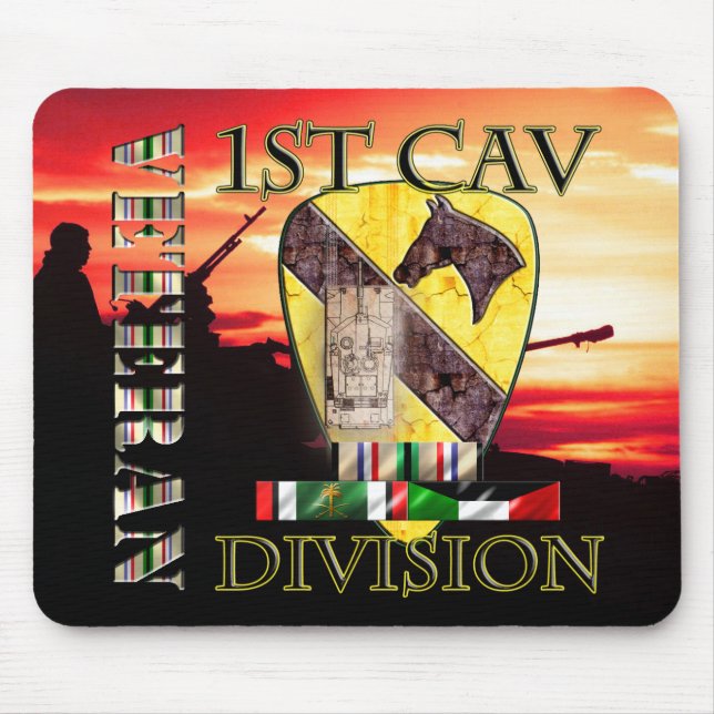 Tapis De Souris ęr Vétéran de tempête du désert de division de Cav (Devant)