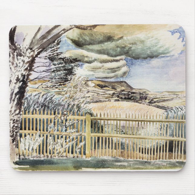 Tapis De Souris Eric Ravilious - Flamme, peinture d'art (Devant)