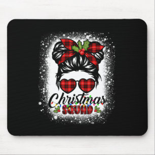 Tapis De Souris Escadron de Noël Messy Bun Buffalo Plaid Leopard W