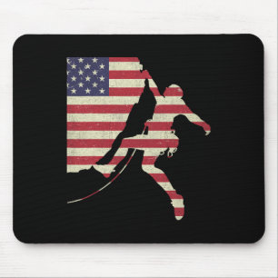 Tapis De Souris Escalade de rocher du drapeau américain patriotiqu