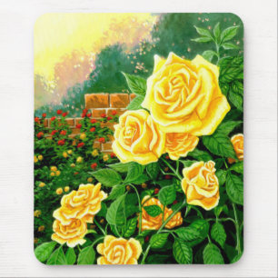 Tapis De Souris Escalade peinte Jaune Roses Souris Pad