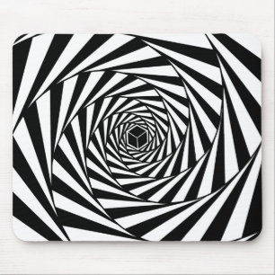 Tapis De Souris Escalier en spirale tourbillonnant abstrait noir e