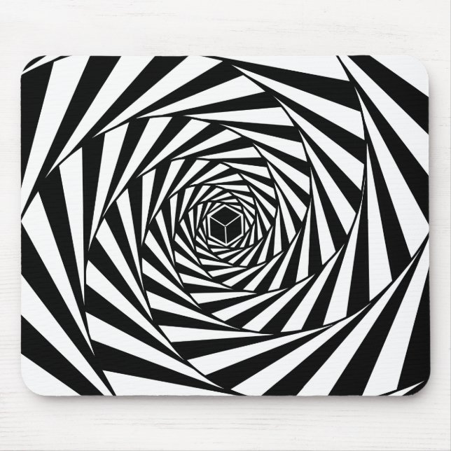 Tapis De Souris Escalier spiral noir et blanc Abstrait (Devant)