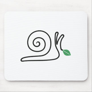 Tapis De Souris Escargot minimaliste en art linéaire avec feuille