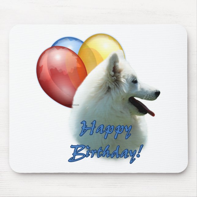 Tapis De Souris Eskie Joyeux Balloon d'anniversaire (Devant)