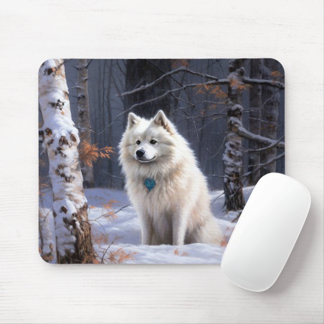 Tapis De Souris Eskimo Américain Noël sous la neige (Avec souris)