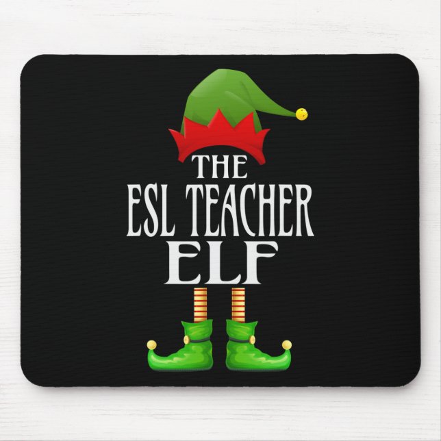 Tapis De Souris Esl Enseignant Elf Xmas Funny Family Matching Grou (Devant)