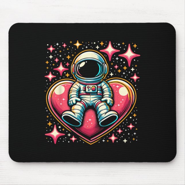 Tapis De Souris Espace Astronaute Cœur Lloon Saint-Valentin (Devant)