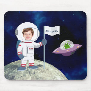 Tapis De Souris Espace photo personnalisé sur la lune Enfants Amus