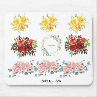 Tapis De Souris Espace réservé personnalisable floral rose pour pi
