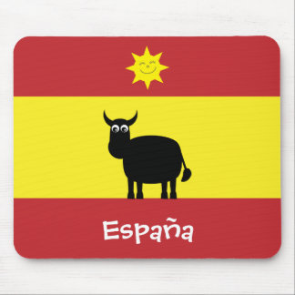 Tapis De Souris Espagnol drôle Taureau et drapeau de Sun España