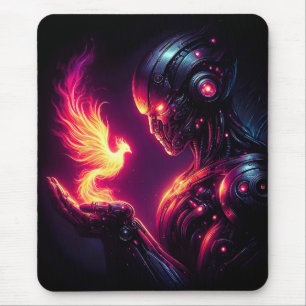 Tapis De Souris Esprit de feu de phénix de robot futuriste cyberné