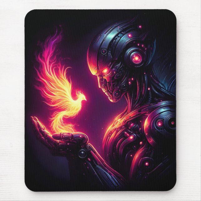 Tapis De Souris Esprit de feu de phénix de robot futuriste cyberné (Devant)