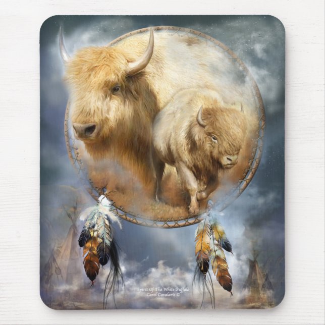 Tapis De Souris Esprit de l'art blanc Mousepad de Buffalo (Devant)