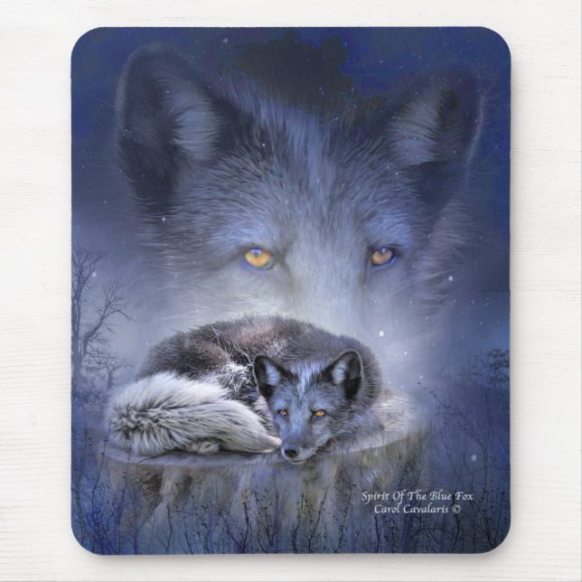 Tapis De Souris Esprit de l'art Mousepad de Fox bleu (Devant)