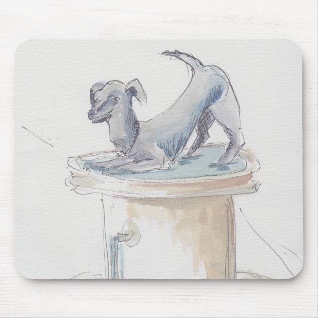 Tapis De Souris Esquisse d'aquarelle Mousepad "Fontaine de chien L (Devant)