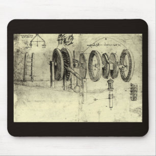 Tapis De Souris Esquisse technique de Leonardo da Vinci d'une roue