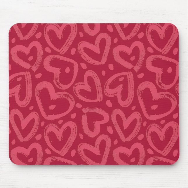Tapis de souris esthétique à coeurs roses (Devant)