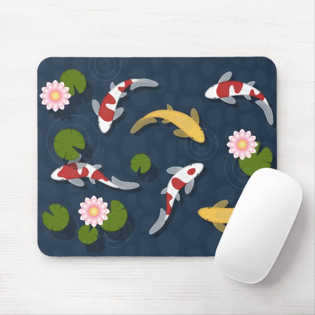 Tapis De Souris Étang japonais de poissons Koi (Avec souris)