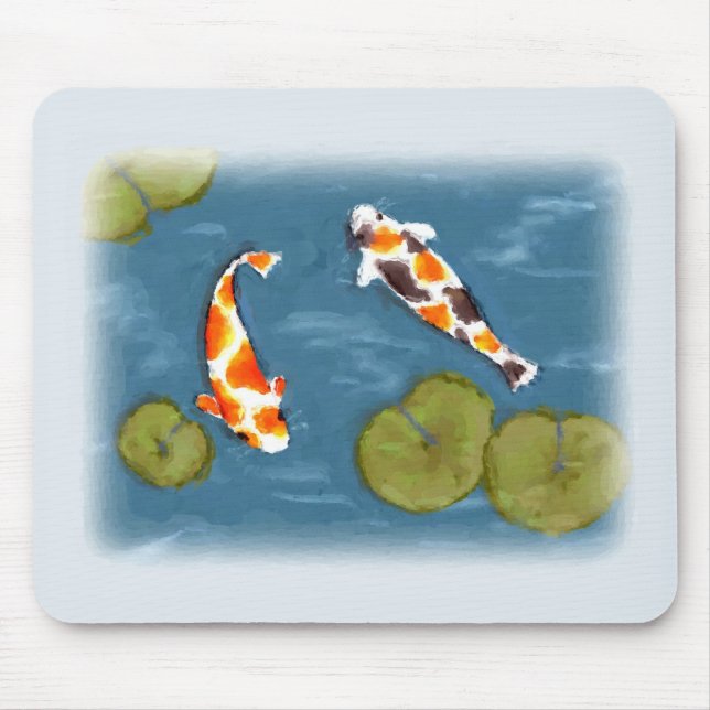 Tapis De Souris Étang Mousepad de Koi d'aquarelle (Devant)