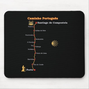 Tapis De Souris Étapes de la route Caminho Português De Santiago C