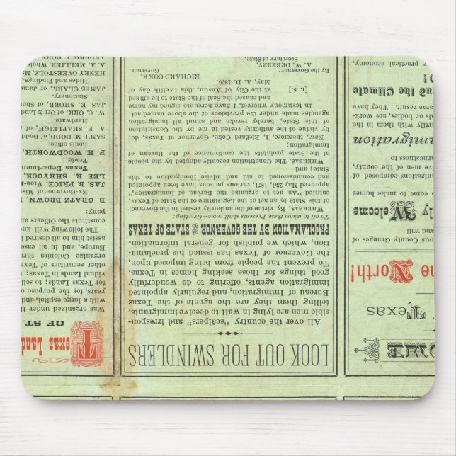 Tapis De Souris État du Verso du Texas (Devant)