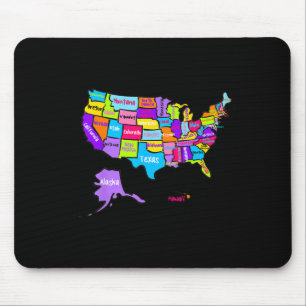 Tapis De Souris États-Unis D'Amérique Carte Colorée Avec État N