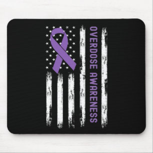 Tapis De Souris États-Unis Drapeau Purple Ribbon Sensibilisation à