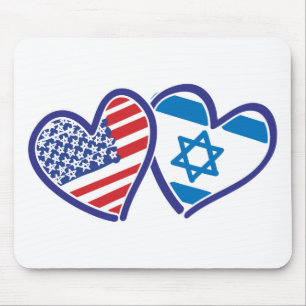 Tapis De Souris États-Unis Israël Coeur Drapeau