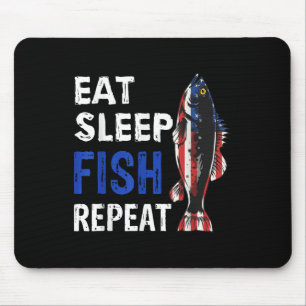 Tapis De Souris États-Unis Manger Dormir Poisson Répéter Cadeau Dr